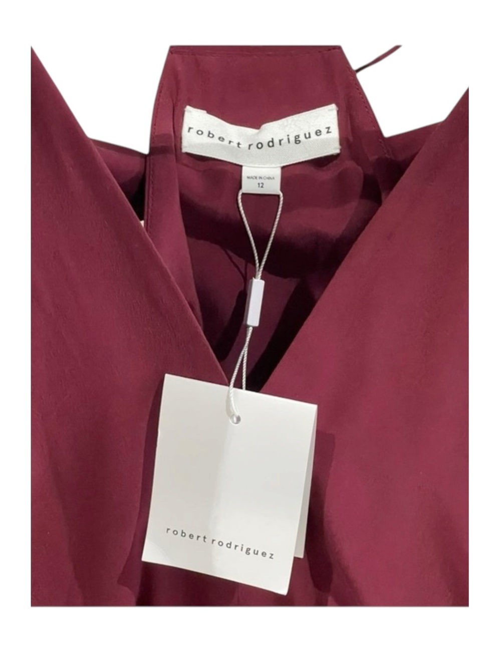 new Robert Rodriguez ★ Draped Overlay Strappy Silk Cami Cocktail Top ★ Wine 12 ★ - Picture 7 of 16